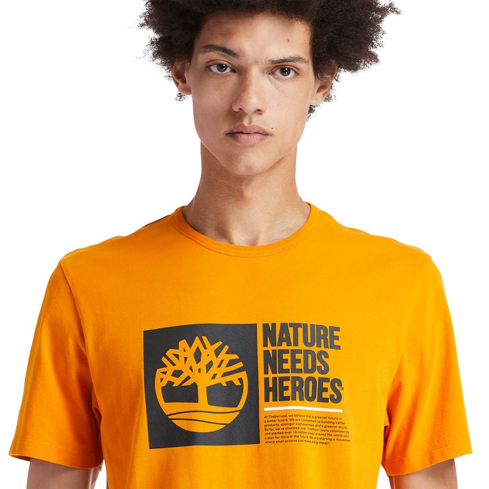 Camisetas Timberland Argentina Hombre - Heritage Short-Sleeve Graphic - Naranjas - ZFRXBQ-796